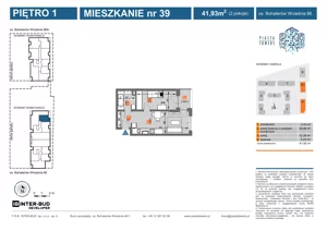 2 pokoje, mieszkanie 41,93 m², piętro 1, oferta nr 86.39, Piasta Towers 86/86A, Kraków, Mistrzejowice, os. Bohaterów Września