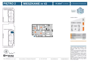 2 pokoje, mieszkanie 41,88 m², piętro 2, oferta nr 86.43, Piasta Towers 86/86A, Kraków, Mistrzejowice, os. Bohaterów Września