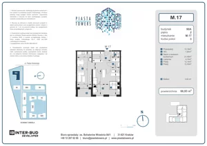 3 pokoje, mieszkanie 66,93 m², piętro 2, oferta nr 17, Piasta Towers Bud. 9, Kraków, Mistrzejowice, os. Bohaterów Września