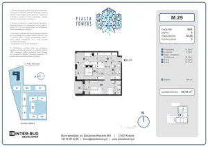 3 pokoje, mieszkanie 65,43 m², piętro 4, oferta nr 29, Piasta Towers Bud. 9, Kraków, Mistrzejowice, os. Bohaterów Września