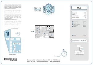 2 pokoje, mieszkanie 36,28 m², piętro 1, oferta nr 3, Piasta Towers Bud. 9, Kraków, Mistrzejowice, os. Bohaterów Września