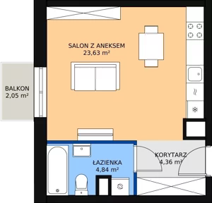 1 pokój, apartament 33,01 m², piętro 5, oferta nr AA.41, Strefa Progress, Łódź, Śródmieście, Śródmieście-Wschód, al. Kościuszki 132 / ul. Piotrkowska 217