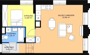 2 pokoje, apartament 52,21 m², piętro 2, oferta nr AA.13, Strefa Progress, Łódź, Śródmieście, Śródmieście-Wschód, al. Kościuszki 132 / ul. Piotrkowska 217