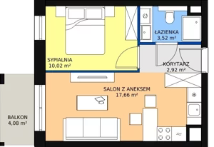2 pokoje, apartament 34,18 m², piętro 2, oferta nr A.03.05, NOW, Łódź, Widzew, Stary Widzew, ul. Dowborczyków 18