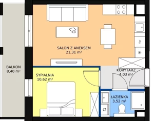 2 pokoje, apartament 39,57 m², piętro 5, oferta nr A.06.04, NOW, Łódź, Widzew, Stary Widzew, ul. Dowborczyków 18