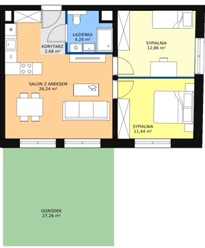 3 pokoje, apartament 57,71 m², parter, oferta nr D.01.06, NOW, Łódź, Widzew, Stary Widzew, ul. Dowborczyków 18