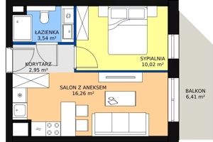 2 pokoje, apartament 32,58 m², piętro 1, oferta nr E.02.01, NOW, Łódź, Widzew, Stary Widzew, ul. Dowborczyków 18