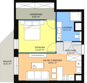 2 pokoje, apartament 45,69 m², piętro 1, oferta nr E.02.08, NOW, Łódź, Widzew, Stary Widzew, ul. Dowborczyków 18