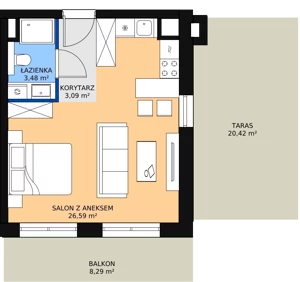 1 pokój, apartament 32,74 m², piętro 3, oferta nr E.04.03, NOW, Łódź, Widzew, Stary Widzew, ul. Dowborczyków 18