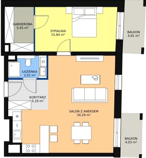 2 pokoje, apartament 42,34 m², piętro 1, oferta nr F.02.03, NOW, Łódź, Widzew, Stary Widzew, ul. Dowborczyków 18