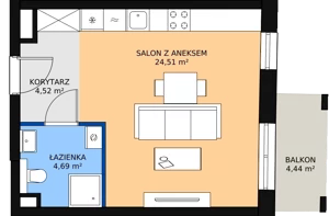 1 pokój, apartament 33,40 m², piętro 1, oferta nr F.02.07, NOW, Łódź, Widzew, Stary Widzew, ul. Dowborczyków 18