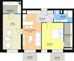 1 pokój, apartament 41,34 m², piętro 5, oferta nr F.06.01, NOW, Łódź, Widzew, Stary Widzew, ul. Dowborczyków 18