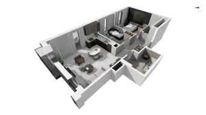 3 pokoje, apartament 65,10 m², piętro 2, oferta nr DANT_DANT_D1.3.2, Ukryte, Gdańsk, Aniołki, ul. Dantyszka