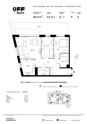 3 pokoje, apartament 86,90 m², parter, oferta nr TORU_A_A1.0.1, OFF Miasto, Gdańsk, Śródmieście, ul. Toruńska