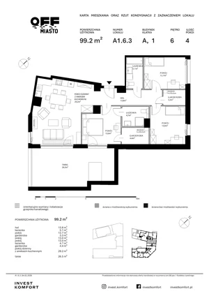 4 pokoje, apartament 99,20 m², piętro 6, oferta nr TORU_A_A1.6.3, OFF Miasto, Gdańsk, Śródmieście, ul. Toruńska