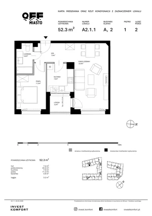 2 pokoje, apartament 52,30 m², piętro 1, oferta nr TORU_A_A2.1.1, OFF Miasto, Gdańsk, Śródmieście, ul. Toruńska