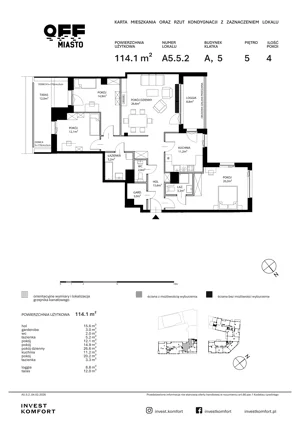 4 pokoje, apartament 114,10 m², piętro 5, oferta nr TORU_A_A5.5.2, OFF Miasto, Gdańsk, Śródmieście, ul. Toruńska
