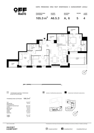 4 pokoje, apartament 105,30 m², piętro 5, oferta nr TORU_A_A6.5.3, OFF Miasto, Gdańsk, Śródmieście, ul. Toruńska