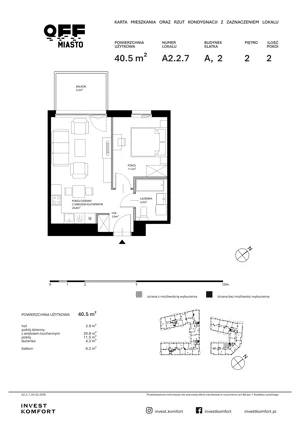2 pokoje, apartament 40,50 m², piętro 2, oferta nr TORU_A_A2.2.7, OFF Miasto, Gdańsk, Śródmieście, ul. Toruńska