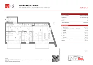 3 pokoje, mieszkanie 67,23 m², piętro 4, oferta nr 9a/27, Lipińskiego Nova, Kraków, Dębniki, Ruczaj, ul. Wacława Lipińskiego