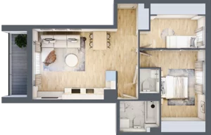 3 pokoje, mieszkanie 60,07 m², piętro 1, oferta nr 68c/35, Wiślane Klimaty, Kraków, Podgórze, Płaszów, ul. Myśliwska