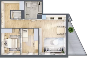 3 pokoje, mieszkanie 59,26 m², piętro 1, oferta nr 68c/6, Wiślane Klimaty, Kraków, Podgórze, Płaszów, ul. Myśliwska