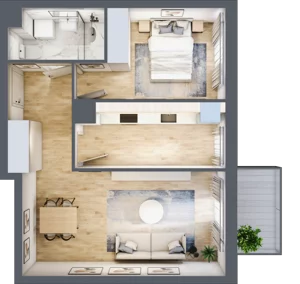 2 pokoje, mieszkanie 45,07 m², piętro 2, oferta nr 68c/48, Wiślane Klimaty, Kraków, Podgórze, Płaszów, ul. Myśliwska