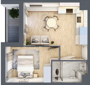 2 pokoje, mieszkanie 34,42 m², piętro 2, oferta nr 68c/44, Wiślane Klimaty, Kraków, Podgórze, Płaszów, ul. Myśliwska