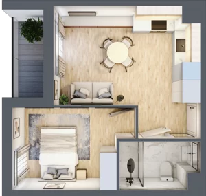 2 pokoje, mieszkanie 34,46 m², piętro 1, oferta nr 68c/37, Wiślane Klimaty, Kraków, Podgórze, Płaszów, ul. Myśliwska