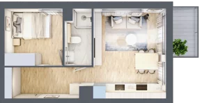 2 pokoje, mieszkanie 34,09 m², piętro 2, oferta nr 68c/46, Wiślane Klimaty, Kraków, Podgórze, Płaszów, ul. Myśliwska