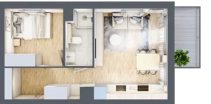2 pokoje, mieszkanie 34,01 m², piętro 1, oferta nr 68c/39, Wiślane Klimaty, Kraków, Podgórze, Płaszów, ul. Myśliwska