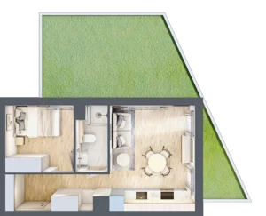 2 pokoje, mieszkanie 33,76 m², parter, oferta nr 68c/32, Wiślane Klimaty, Kraków, Podgórze, Płaszów, ul. Myśliwska