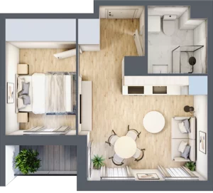 2 pokoje, mieszkanie 31,53 m², piętro 4, oferta nr 68c/23, Wiślane Klimaty, Kraków, Podgórze, Płaszów, ul. Myśliwska