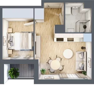 2 pokoje, mieszkanie 31,54 m², piętro 1, oferta nr 68c/8, Wiślane Klimaty, Kraków, Podgórze, Płaszów, ul. Myśliwska