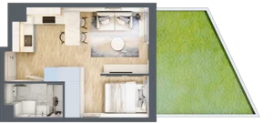 1 pokój, mieszkanie 27,77 m², parter, oferta nr 68c/33, Wiślane Klimaty, Kraków, Podgórze, Płaszów, ul. Myśliwska