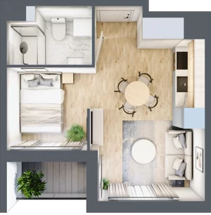 1 pokój, mieszkanie 27,66 m², piętro 3, oferta nr 68c/17, Wiślane Klimaty, Kraków, Podgórze, Płaszów, ul. Myśliwska