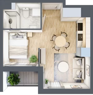 1 pokój, mieszkanie 27,73 m², piętro 2, oferta nr 68c/12, Wiślane Klimaty, Kraków, Podgórze, Płaszów, ul. Myśliwska