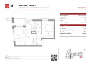 2 pokoje, mieszkanie 42,01 m², piętro 4, oferta nr 15/18, Marcova Connect, Kraków, Podgórze Duchackie, Wola Duchacka, ul. Marcowa