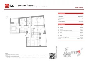 4 pokoje, mieszkanie 79,47 m², piętro 4, oferta nr 15/20, Marcova Connect, Kraków, Podgórze Duchackie, Wola Duchacka, ul. Marcowa