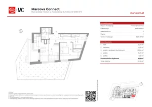 3 pokoje, mieszkanie 62,91 m², piętro 1, oferta nr 15/3, Marcova Connect, Kraków, Podgórze Duchackie, Wola Duchacka, ul. Marcowa