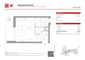 1 pokój, mieszkanie 29,16 m², piętro 3, oferta nr 15/31, Marcova Connect, Kraków, Podgórze Duchackie, Wola Duchacka, ul. Marcowa