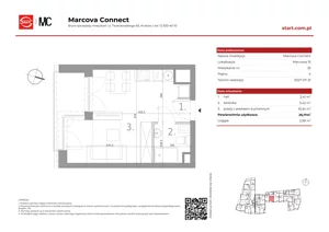 1 pokój, mieszkanie 25,17 m², piętro 4, oferta nr 15/35, Marcova Connect, Kraków, Podgórze Duchackie, Wola Duchacka, ul. Marcowa