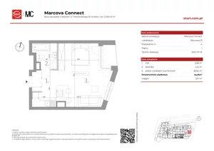 1 pokój, mieszkanie 34,91 m², piętro 1, oferta nr 15/4, Marcova Connect, Kraków, Podgórze Duchackie, Wola Duchacka, ul. Marcowa