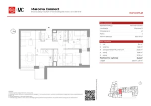 3 pokoje, mieszkanie 55,54 m², piętro 2, oferta nr 15/43, Marcova Connect, Kraków, Podgórze Duchackie, Wola Duchacka, ul. Marcowa