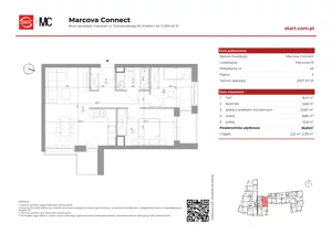 3 pokoje, mieszkanie 55,61 m², piętro 3, oferta nr 15/46, Marcova Connect, Kraków, Podgórze Duchackie, Wola Duchacka, ul. Marcowa
