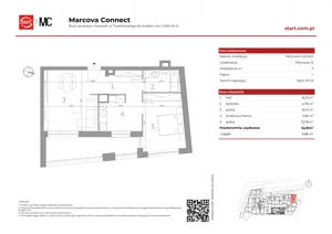 2 pokoje, mieszkanie 52,91 m², piętro 1, oferta nr 15/5, Marcova Connect, Kraków, Podgórze Duchackie, Wola Duchacka, ul. Marcowa