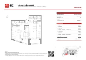 3 pokoje, mieszkanie 80,54 m², piętro 1, oferta nr 15/54, Marcova Connect, Kraków, Podgórze Duchackie, Wola Duchacka, ul. Marcowa