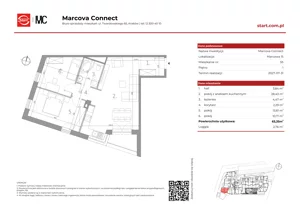 3 pokoje, mieszkanie 63,35 m², piętro 1, oferta nr 15/55, Marcova Connect, Kraków, Podgórze Duchackie, Wola Duchacka, ul. Marcowa