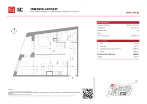 2 pokoje, mieszkanie 46,02 m², piętro 1, oferta nr 15/58, Marcova Connect, Kraków, Podgórze Duchackie, Wola Duchacka, ul. Marcowa