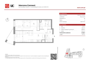 2 pokoje, mieszkanie 47,68 m², piętro 2, oferta nr 15/62, Marcova Connect, Kraków, Podgórze Duchackie, Wola Duchacka, ul. Marcowa